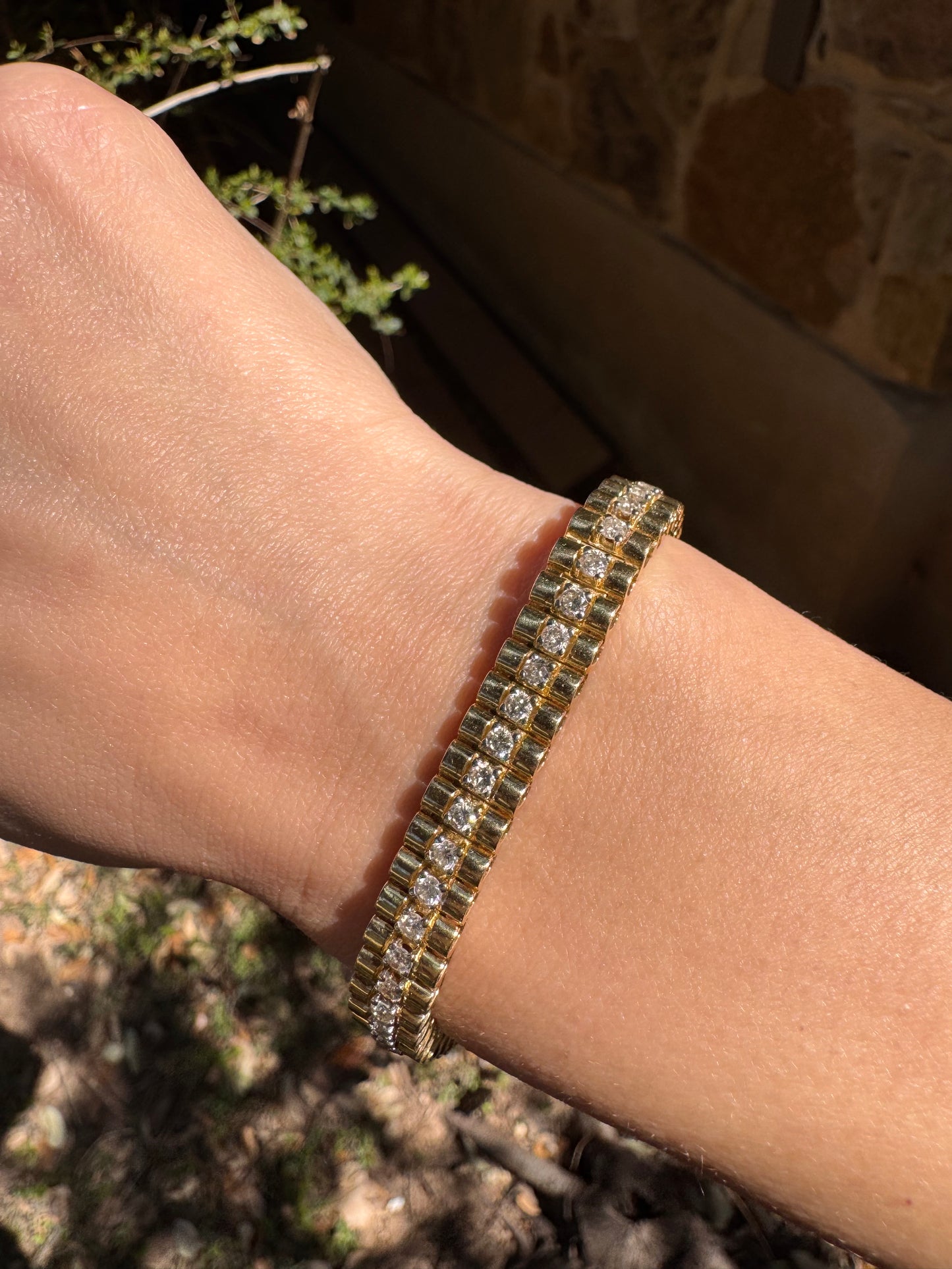 14k Rolex Style Bracelet, 2 ctw diamonds