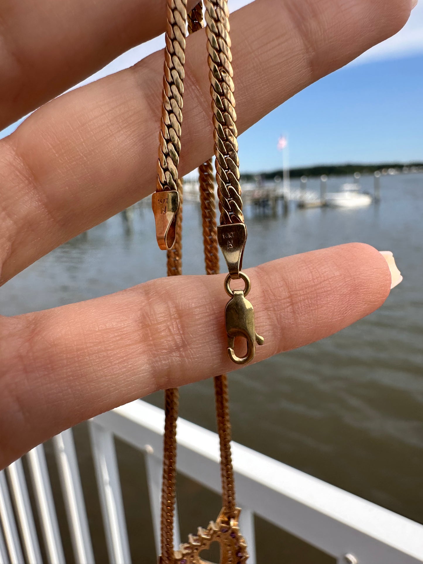14k Ruby Heart Curb-17”