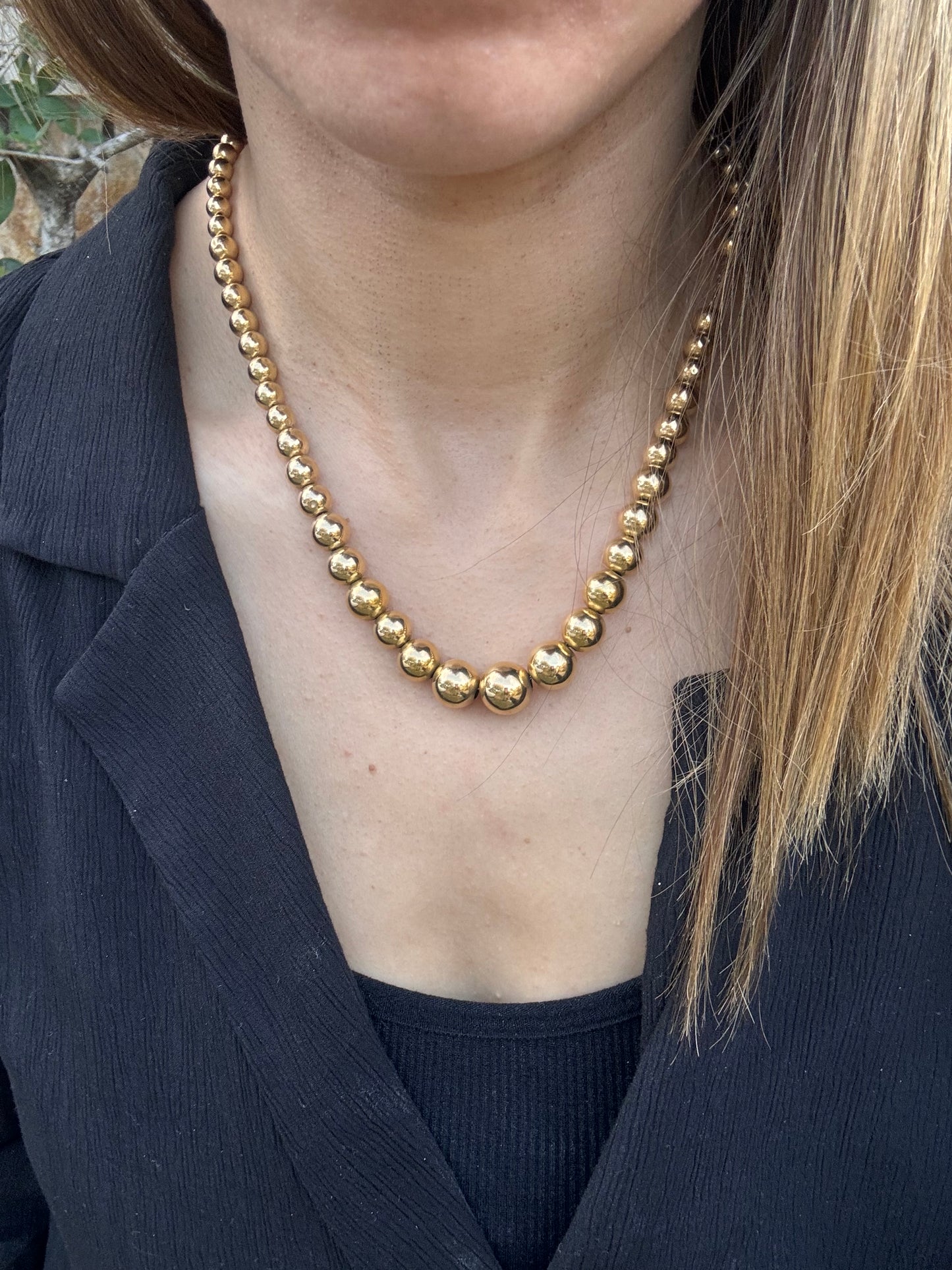 14k Graduated Bead Chain, 18.5"