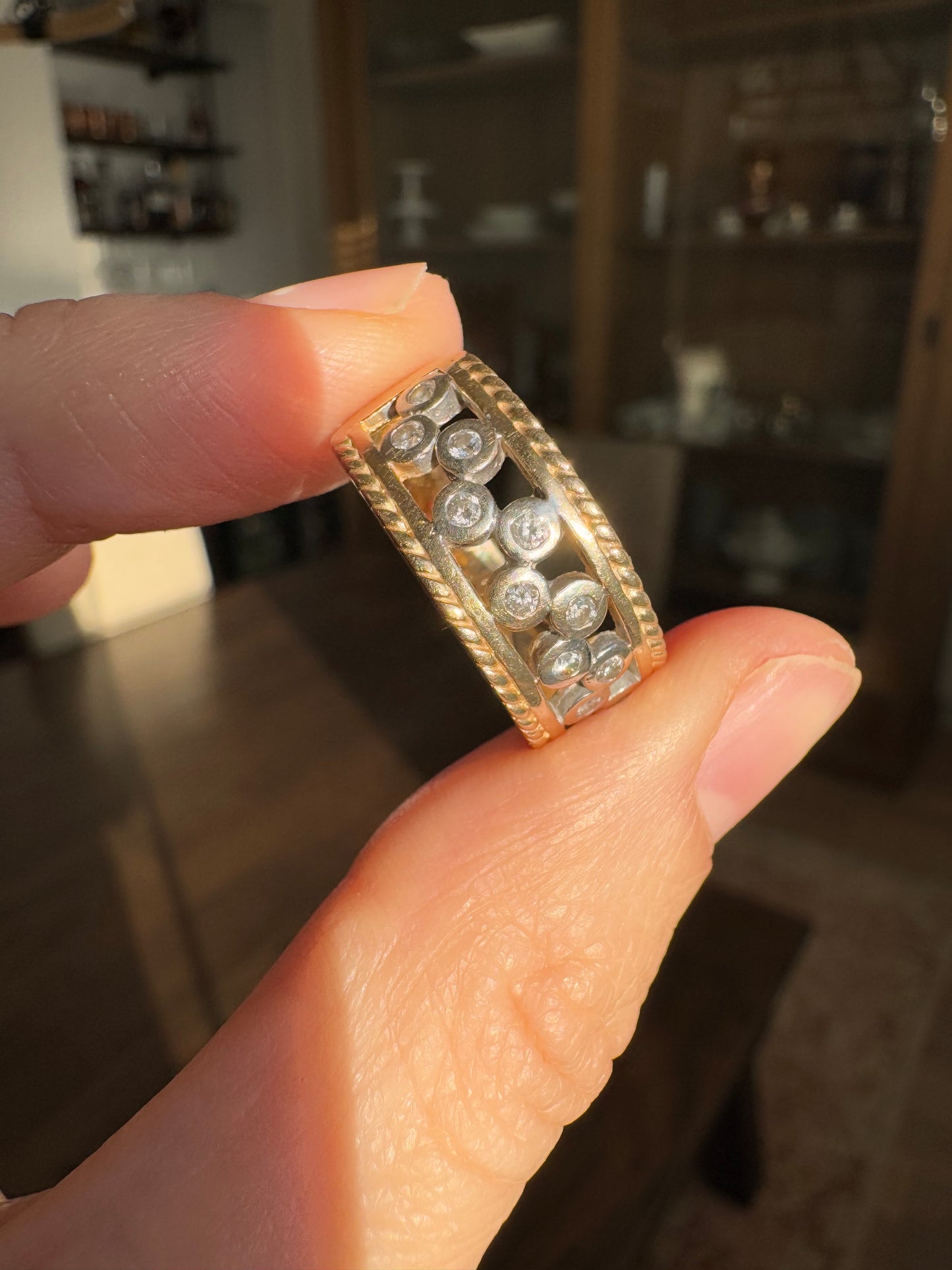 14k Diamond Cigar Band, Size 6.5