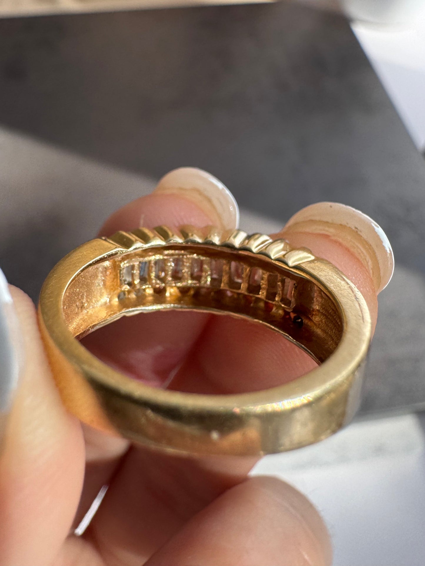 14k Diamond Baguette and Round Cut Band