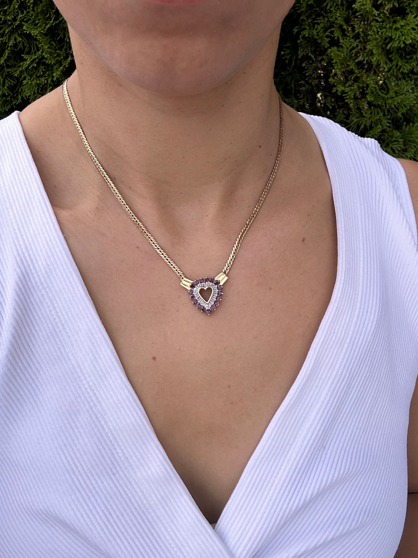 14k Ruby Heart Curb-17”