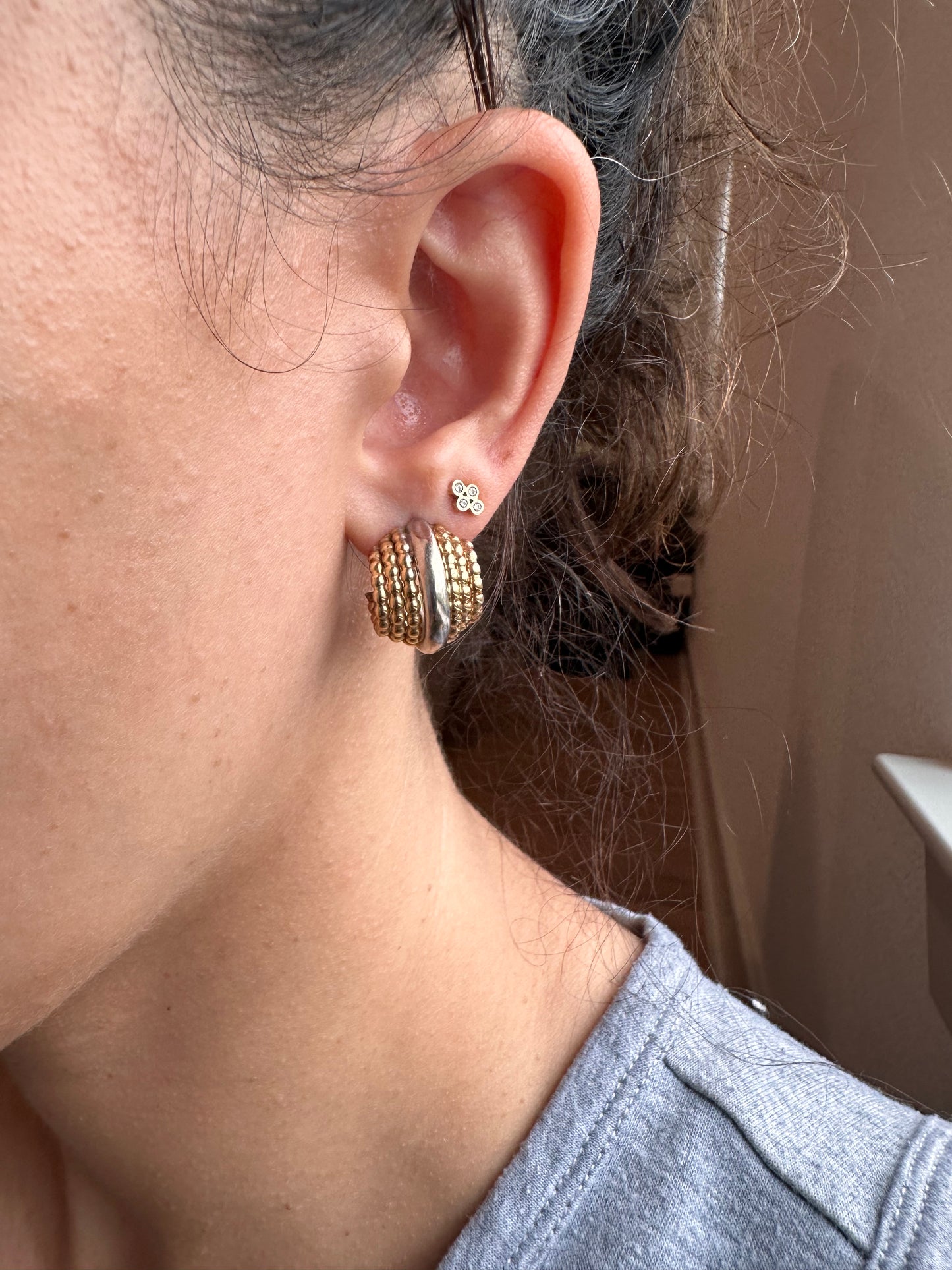 14k yellow and white gold hoops-pushbacks