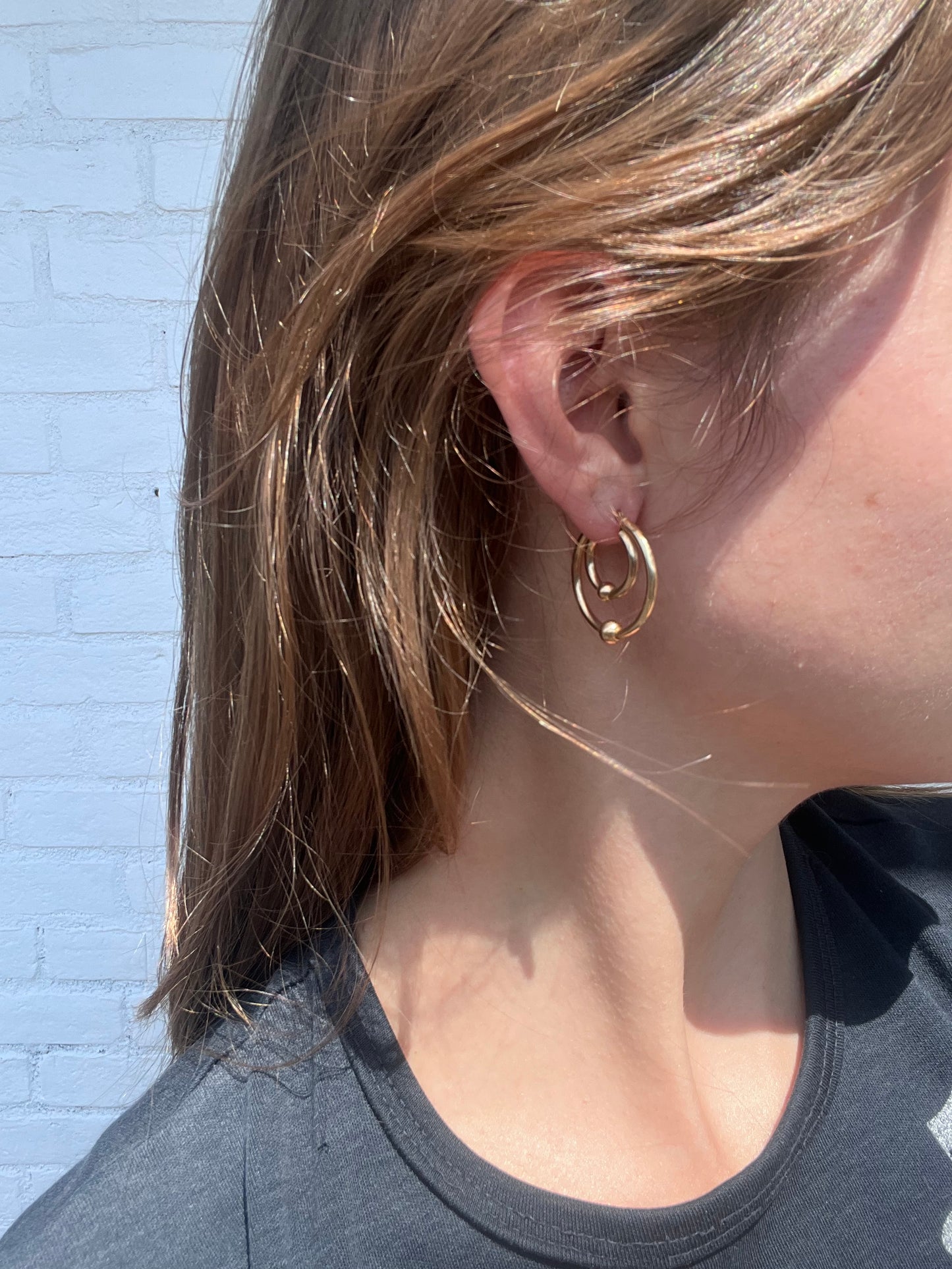 14k Bead Hoops