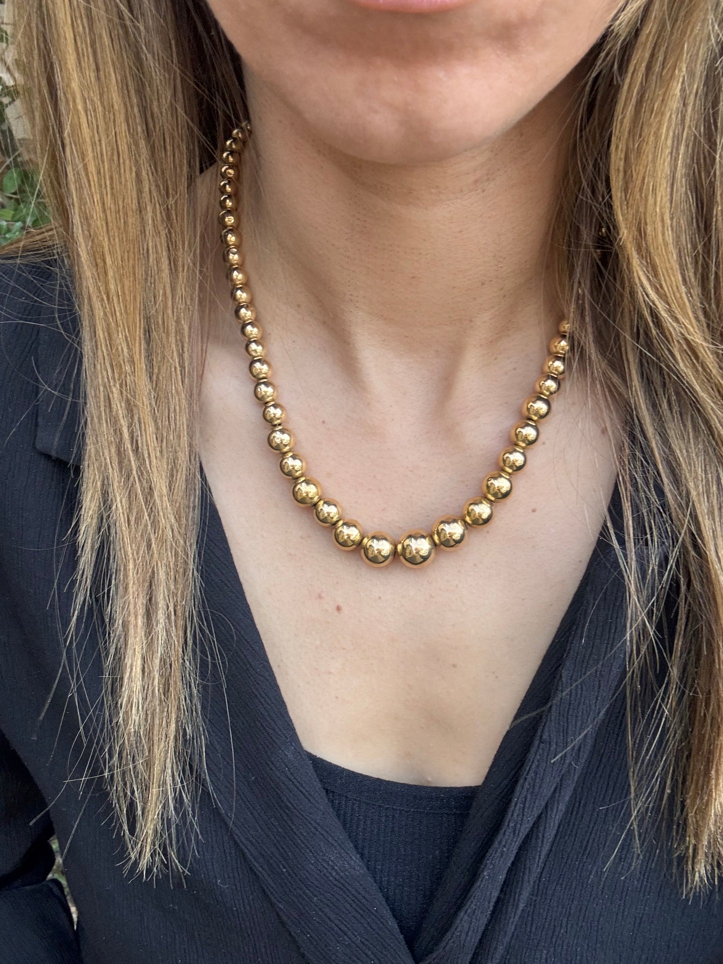 14k Graduated Bead Chain, 18.5"
