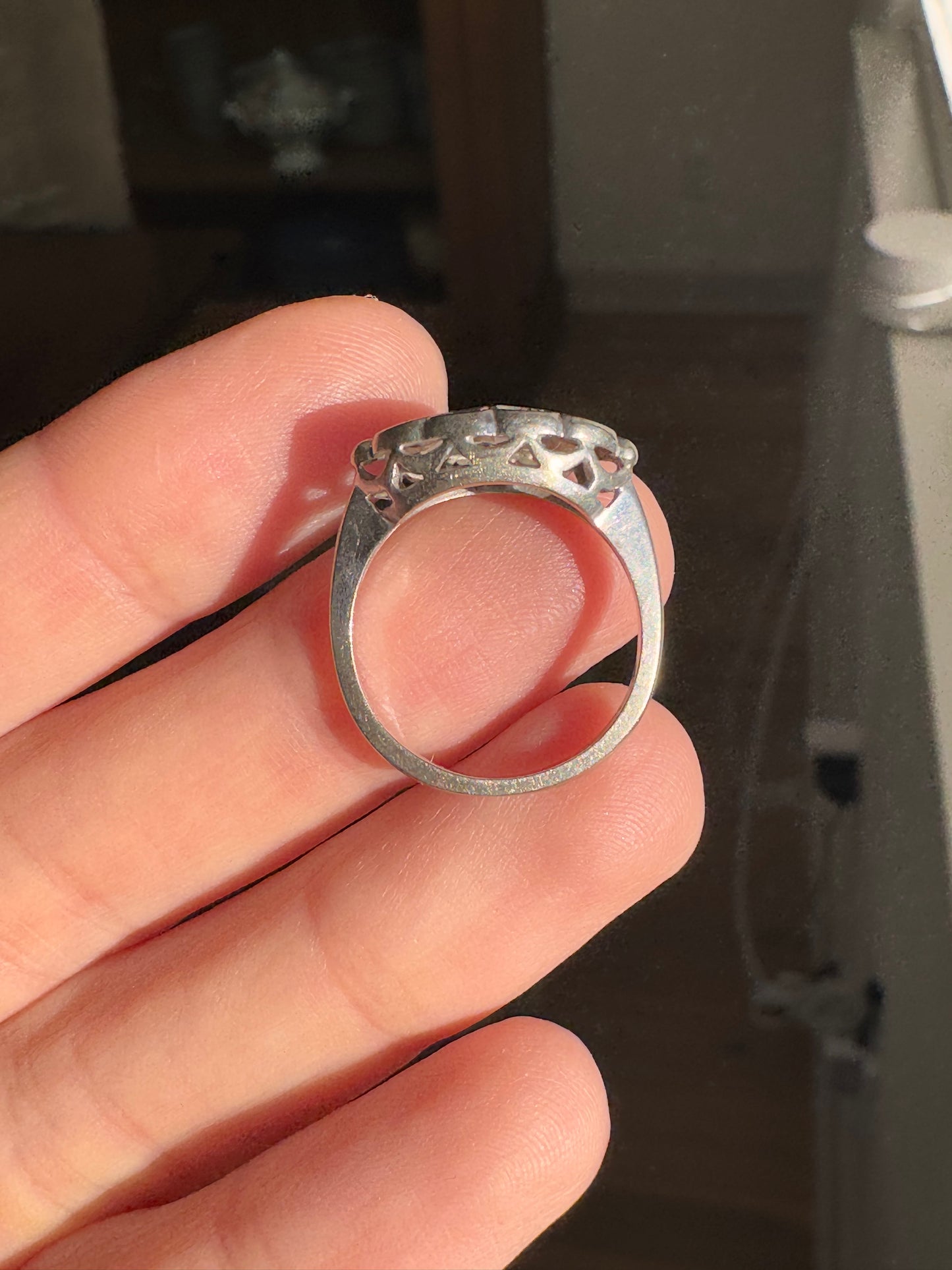 14k White Gold Ring with Diamonds, size 6.25