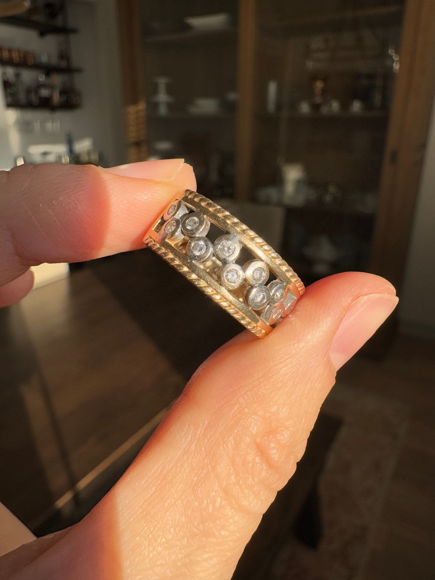 14k Diamond Cigar Band, Size 6.5