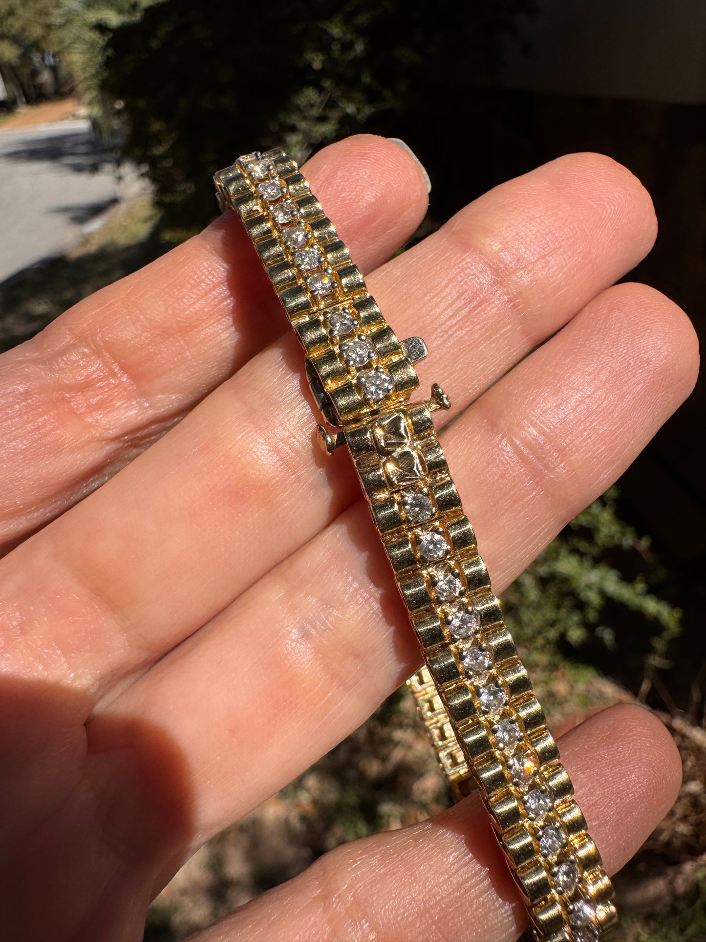 14k Rolex Style Bracelet, 2 ctw diamonds