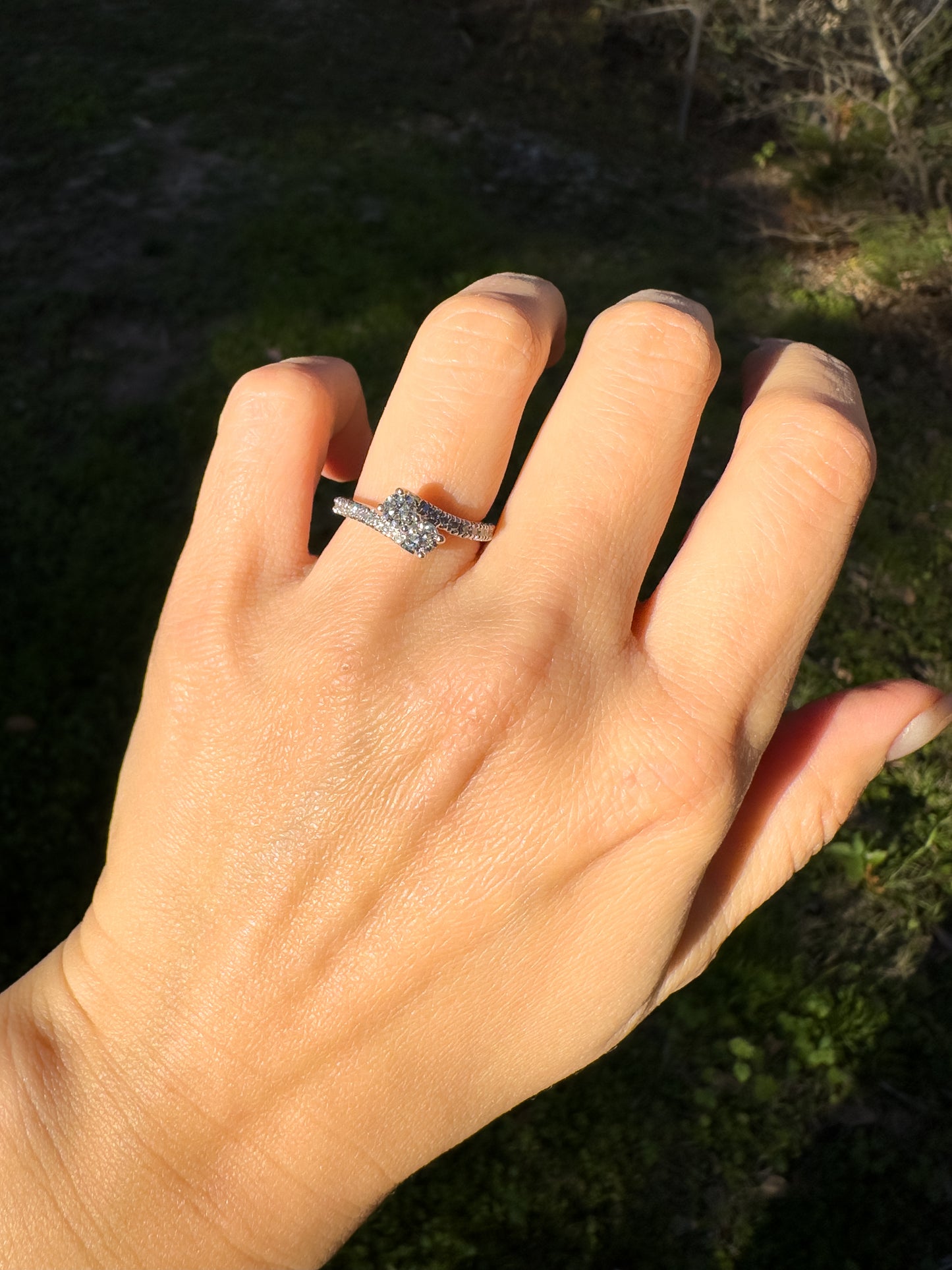 14k white gold toi et moi ring