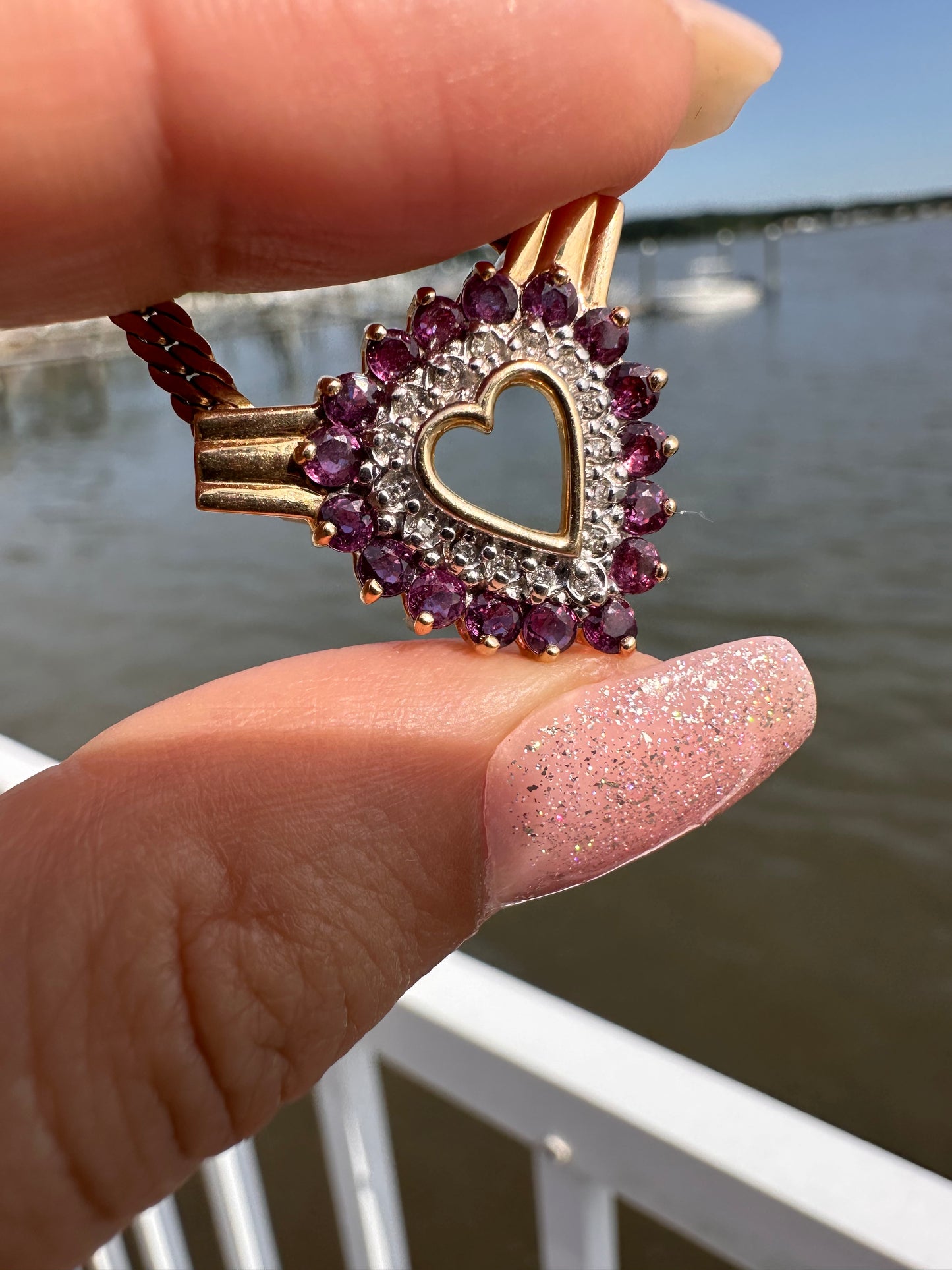 14k Ruby Heart Curb-17”
