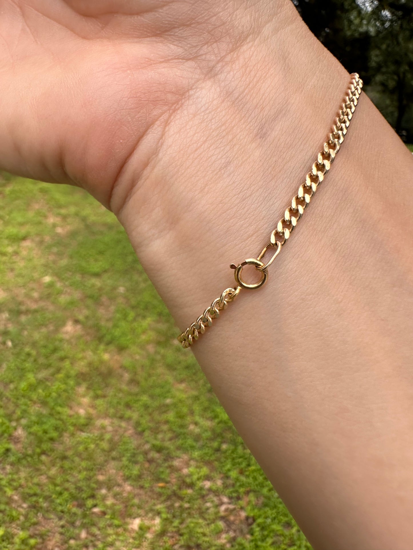 14k Curb Bracelet with Diamond Swirl Station