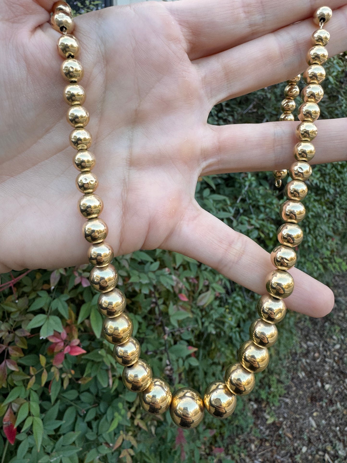 14k Graduated Bead Chain, 18.5"