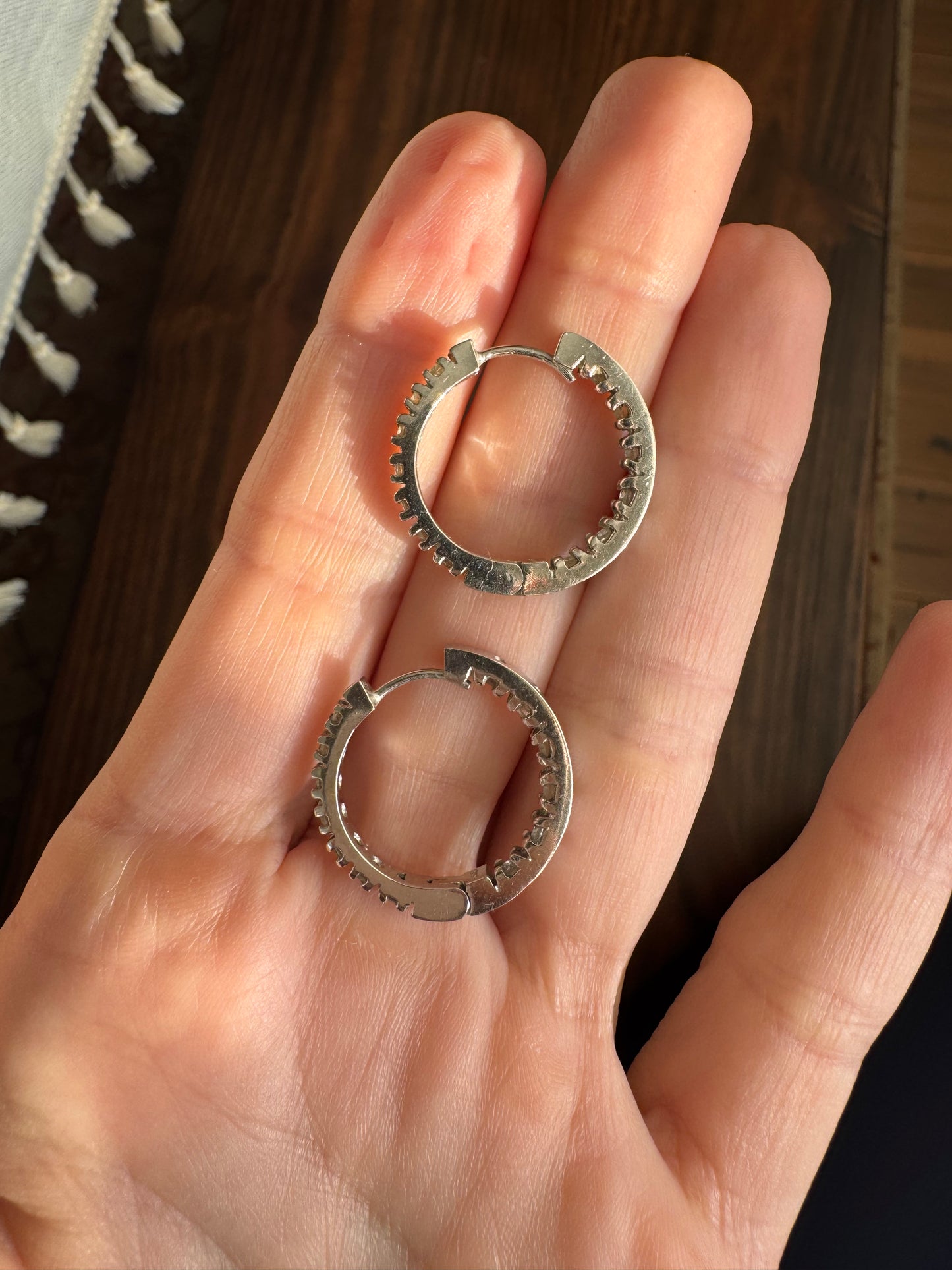 14k White Gold Inside Out Hoops