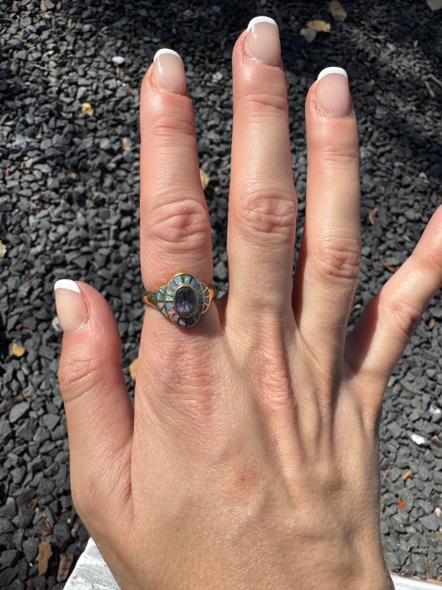 18k Tanzanite Ring with Opals