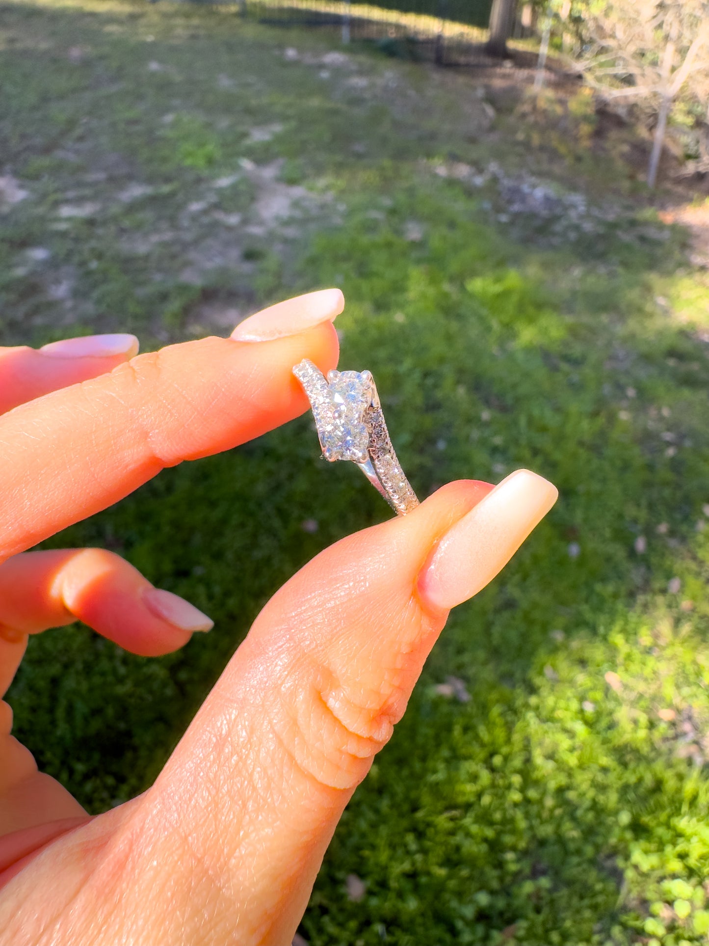 14k white gold toi et moi ring