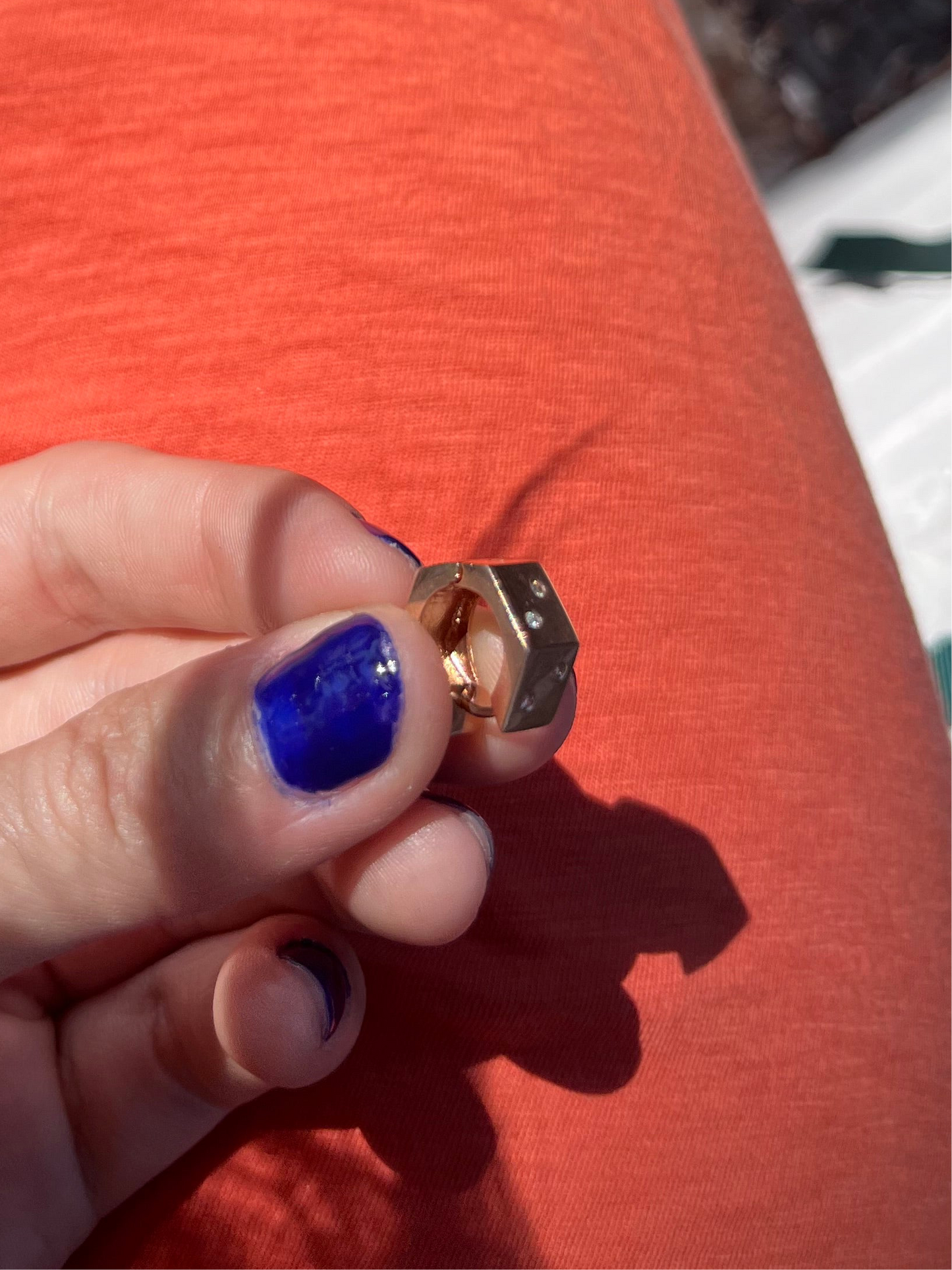 14k Rose Gold Diamond Dice Huggies