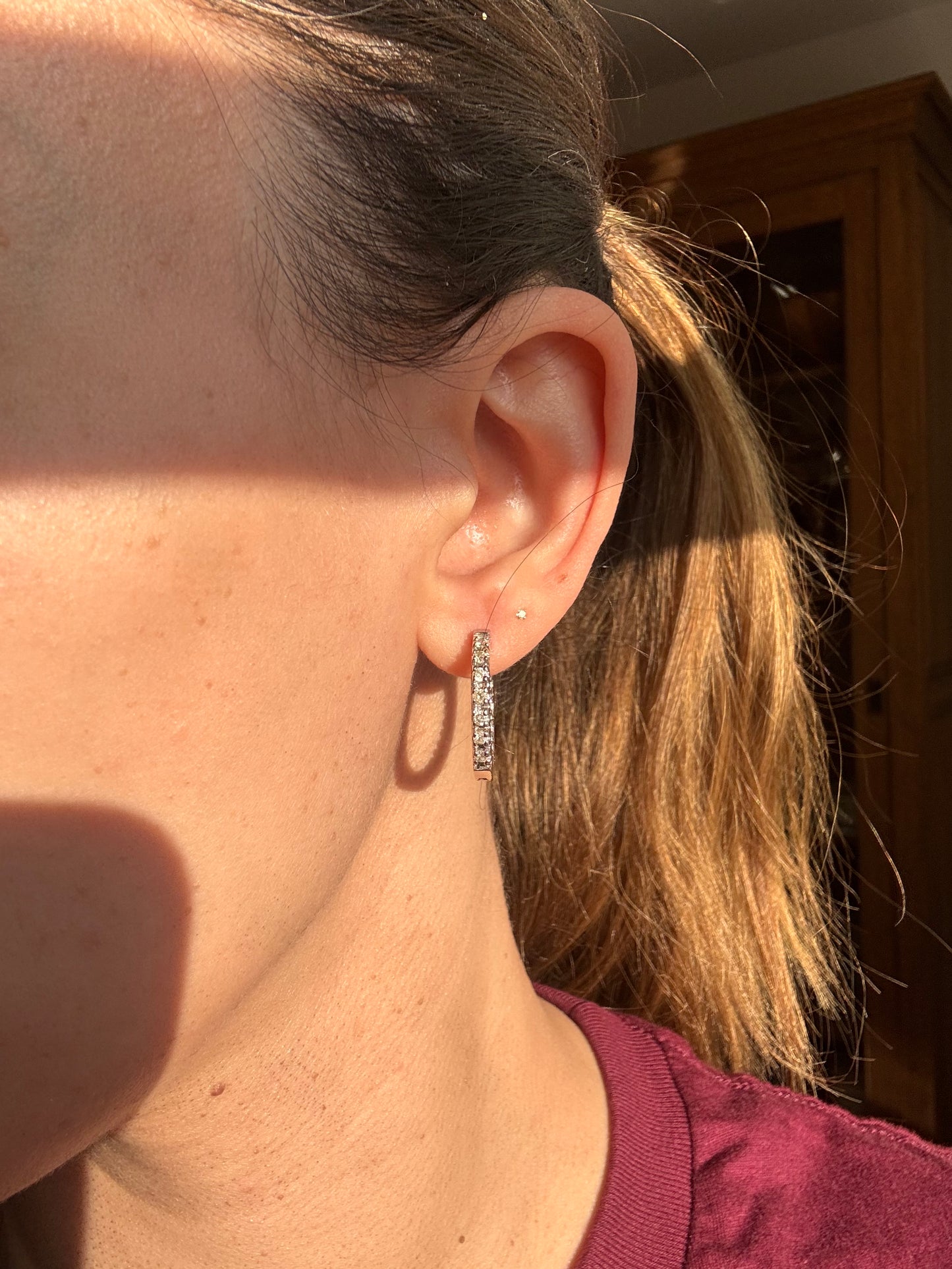 14k White Gold Inside Out Hoops