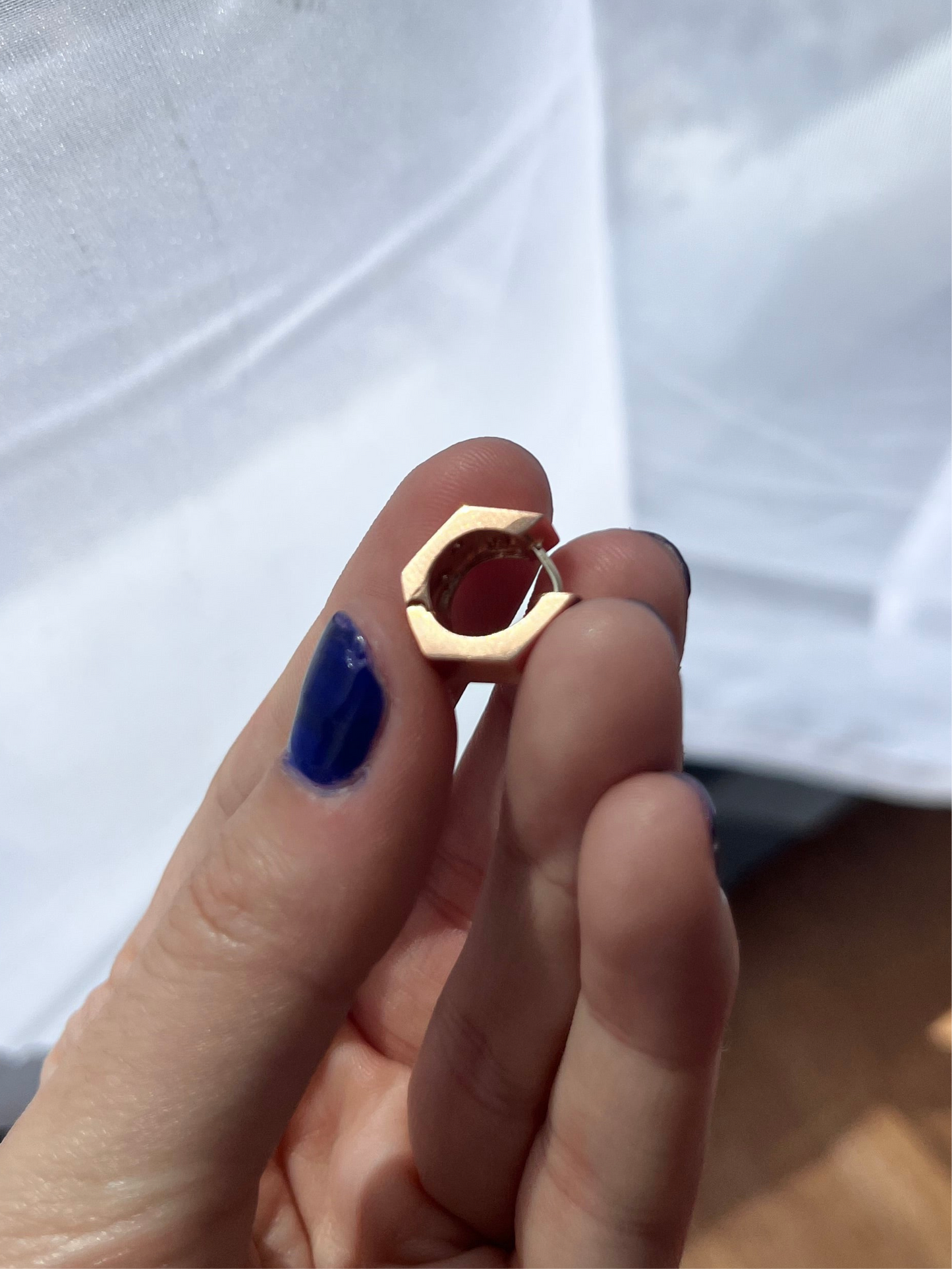14k Rose Gold Diamond Dice Huggies