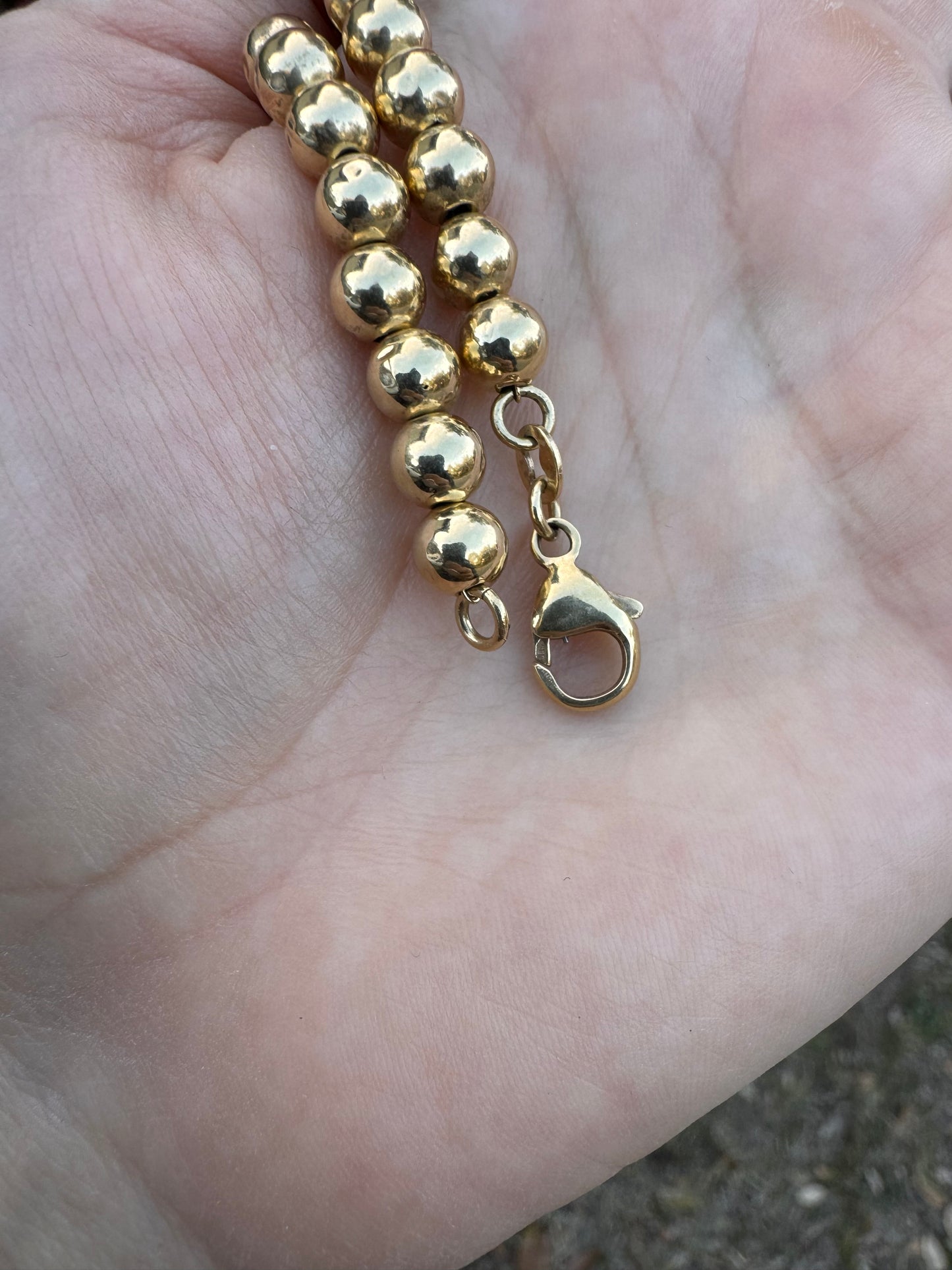 14k Graduated Bead Chain, 18.5"