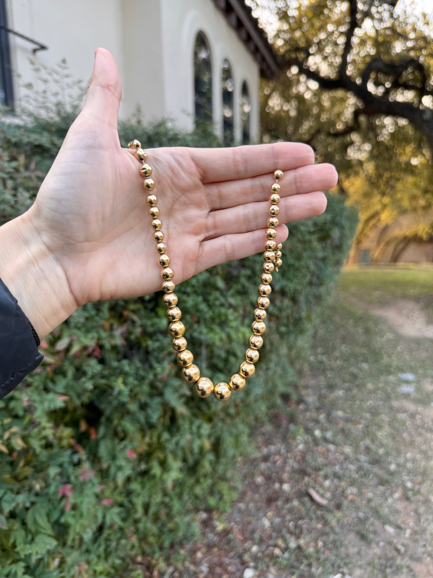 14k Graduated Bead Chain, 18.5"