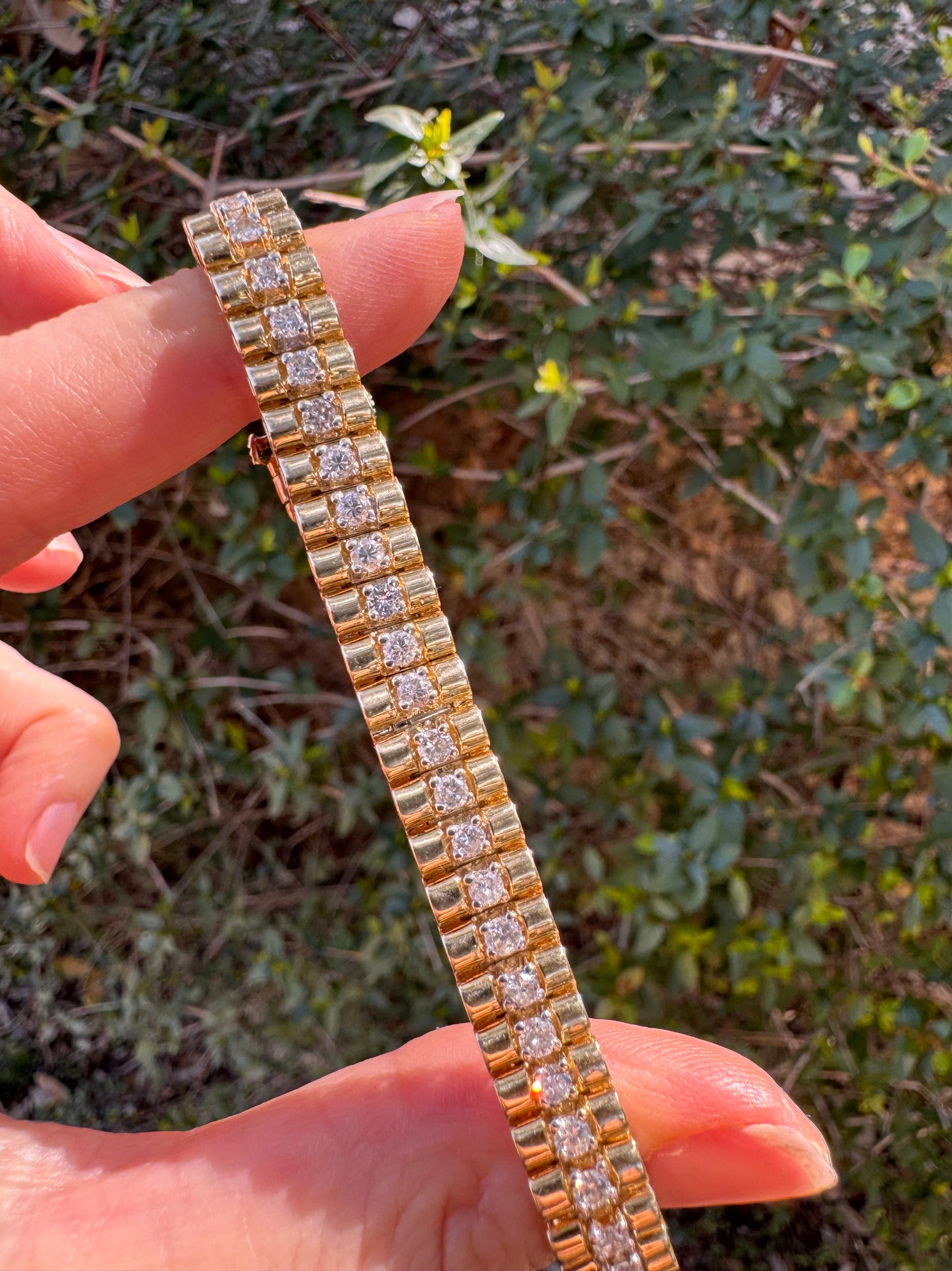14k Rolex Style Bracelet, 2 ctw diamonds