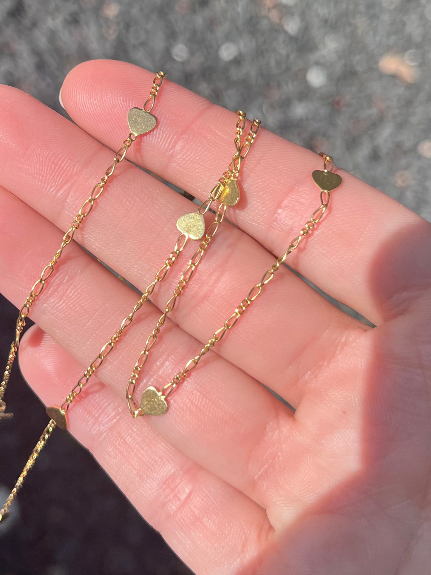 14K Long Heart Chain