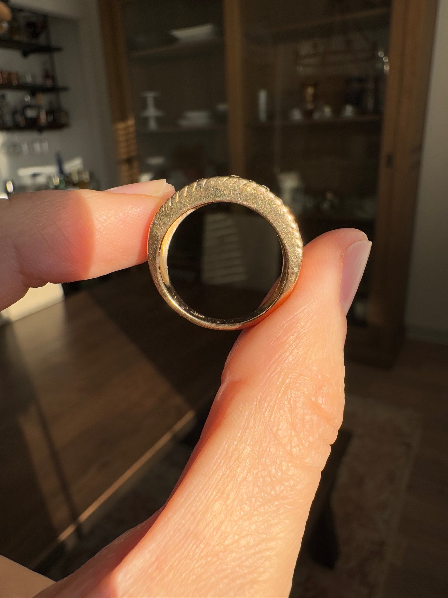 14k Diamond Cigar Band, Size 6.5