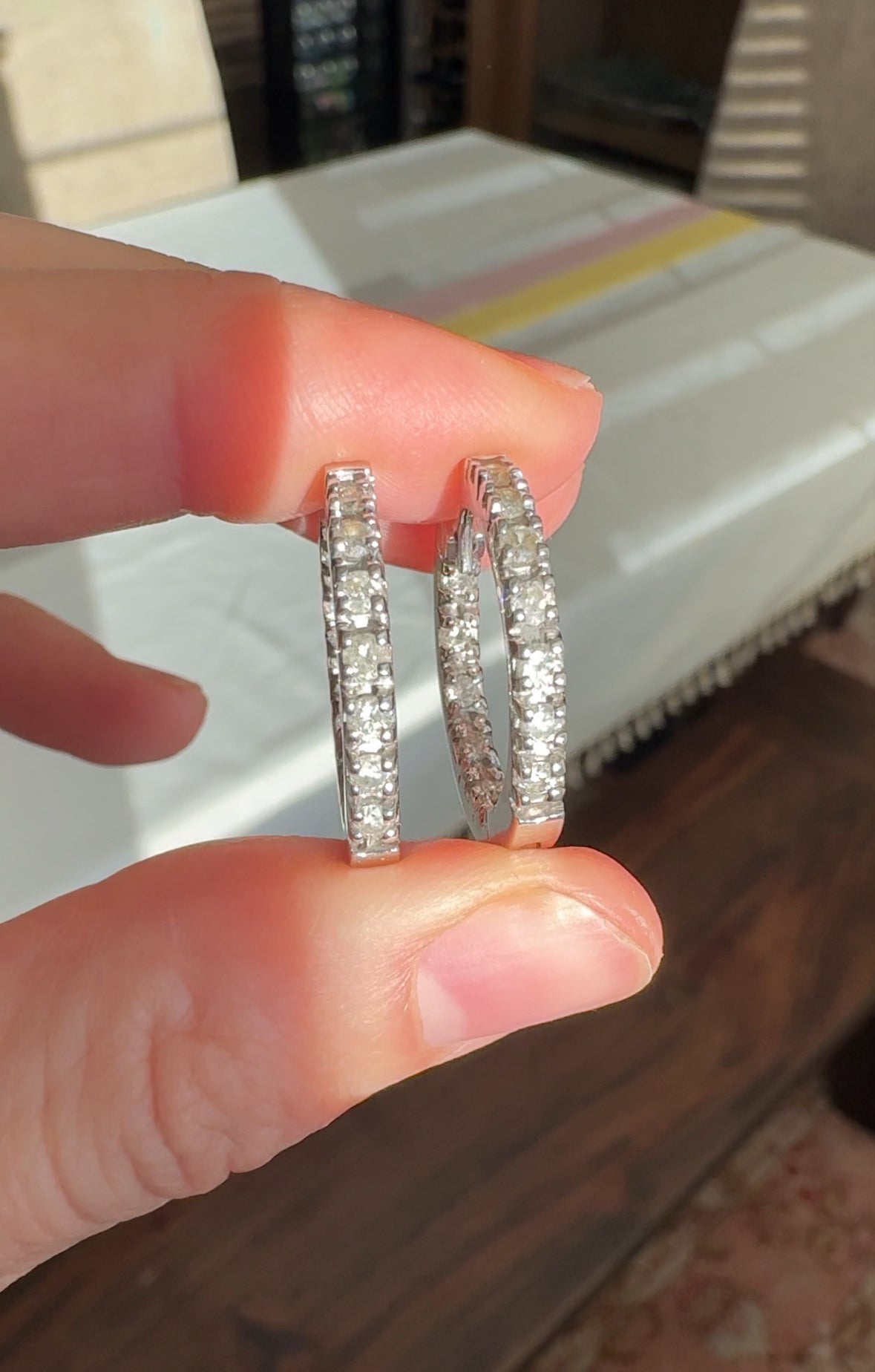 14k White Gold Inside Out Hoops