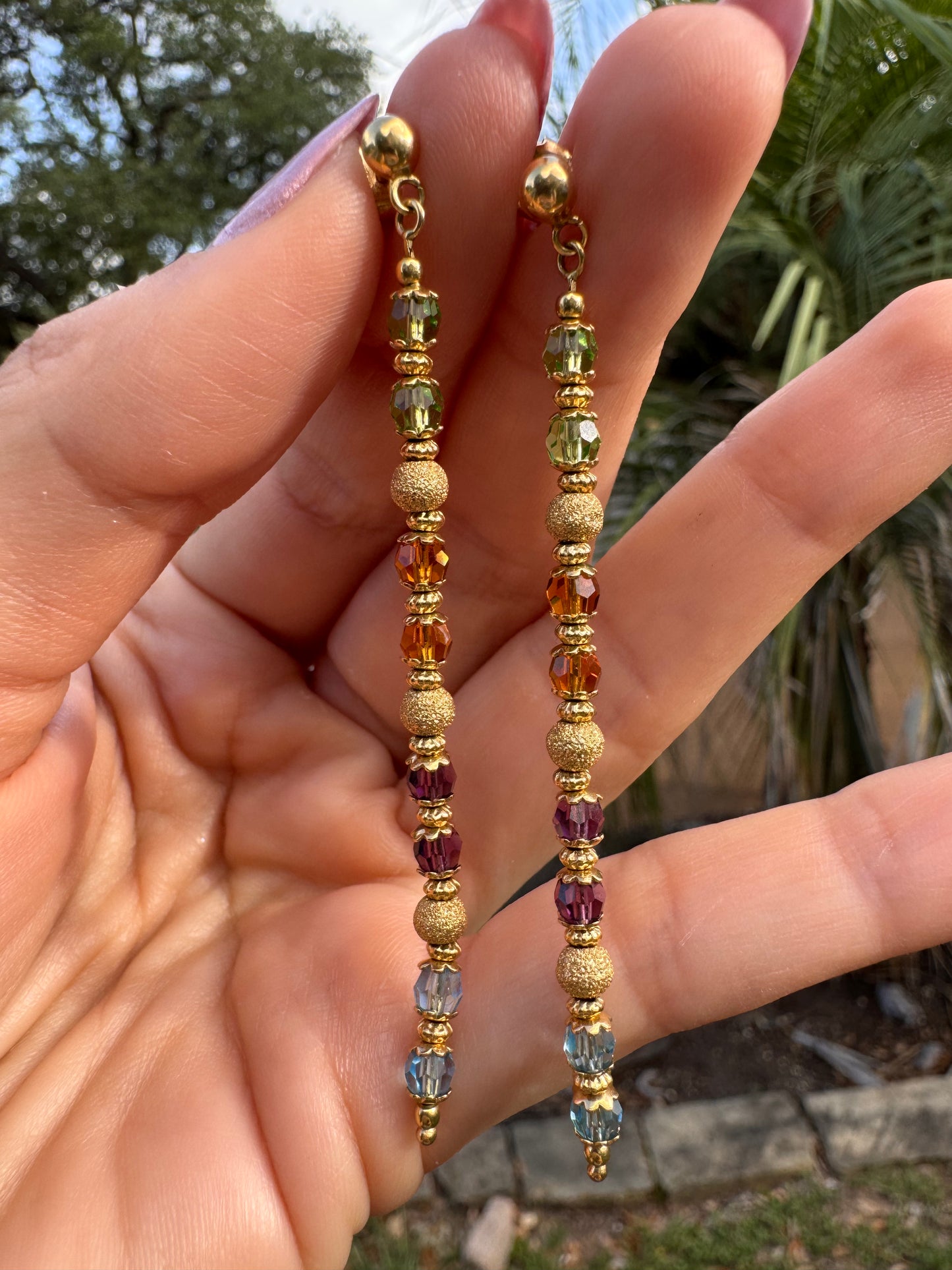 18k semi-precious Drop Earrings