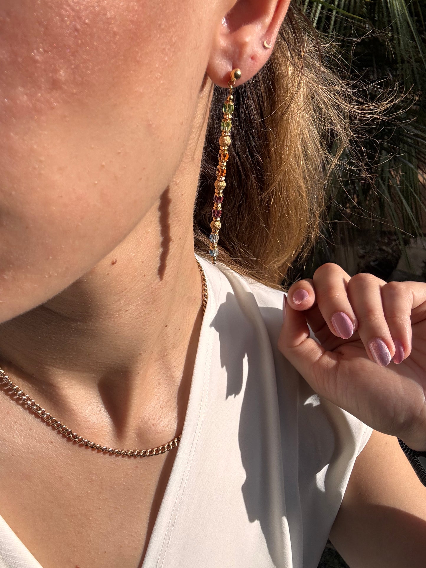18k semi-precious Drop Earrings