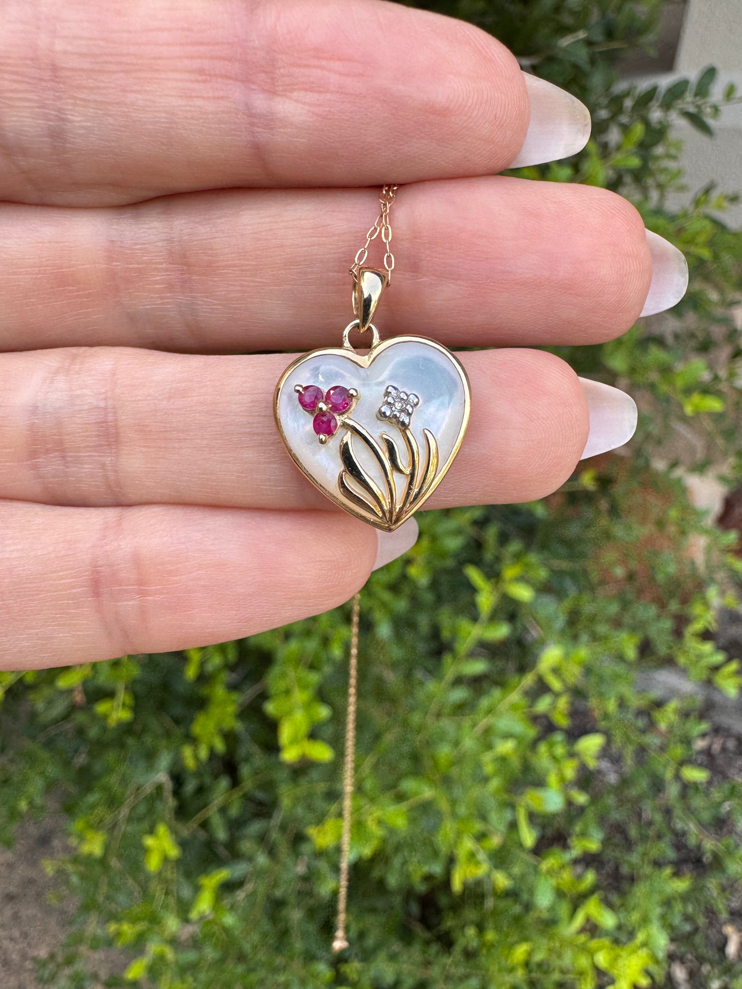 14k Mother of Pearl Heart Charm