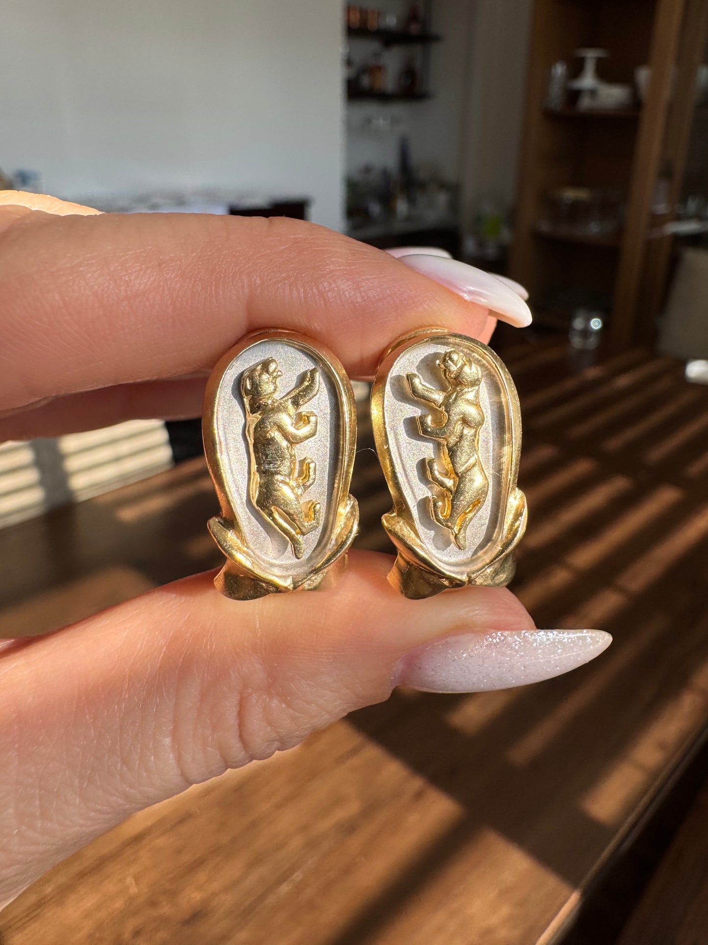 14k Panther Earrings-Omega Backs