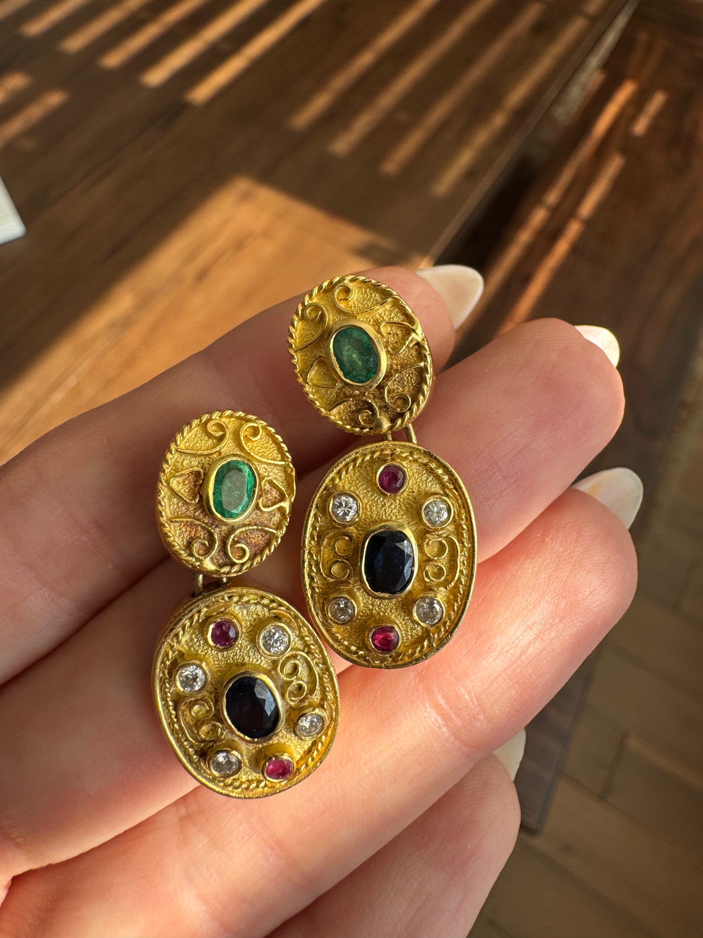 18k Handmade Gemstone Earrings