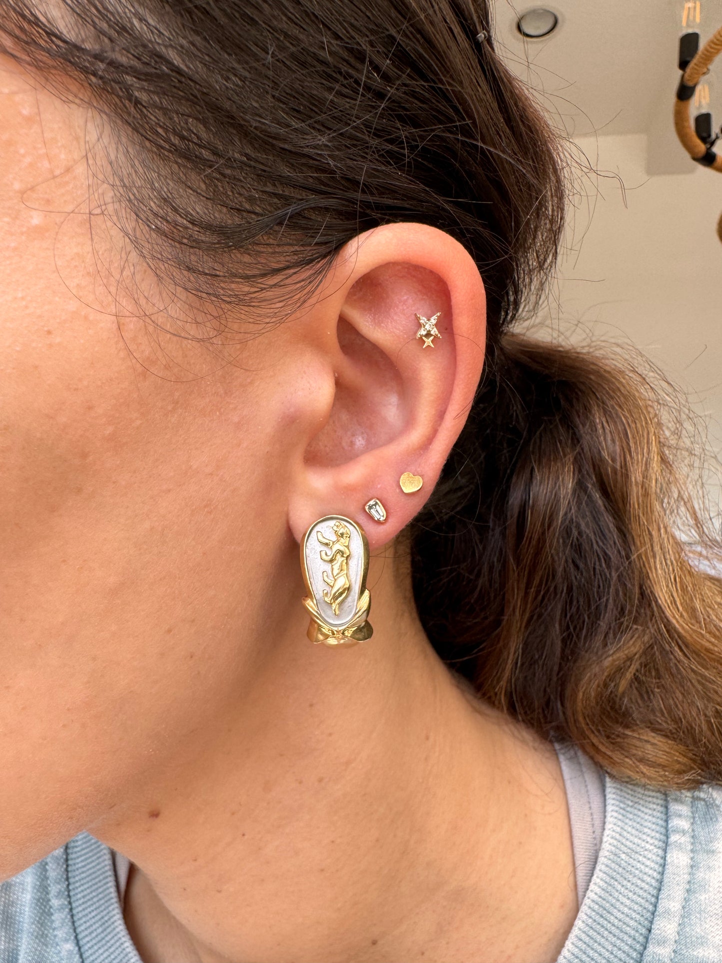 14k Panther Earrings-Omega Backs