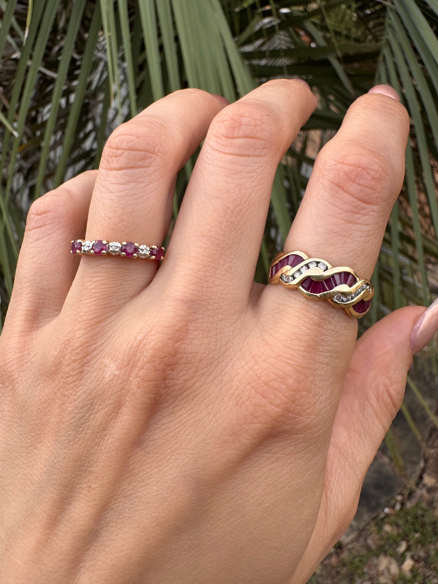 14k Ruby and Diamond Band-Size 5.75