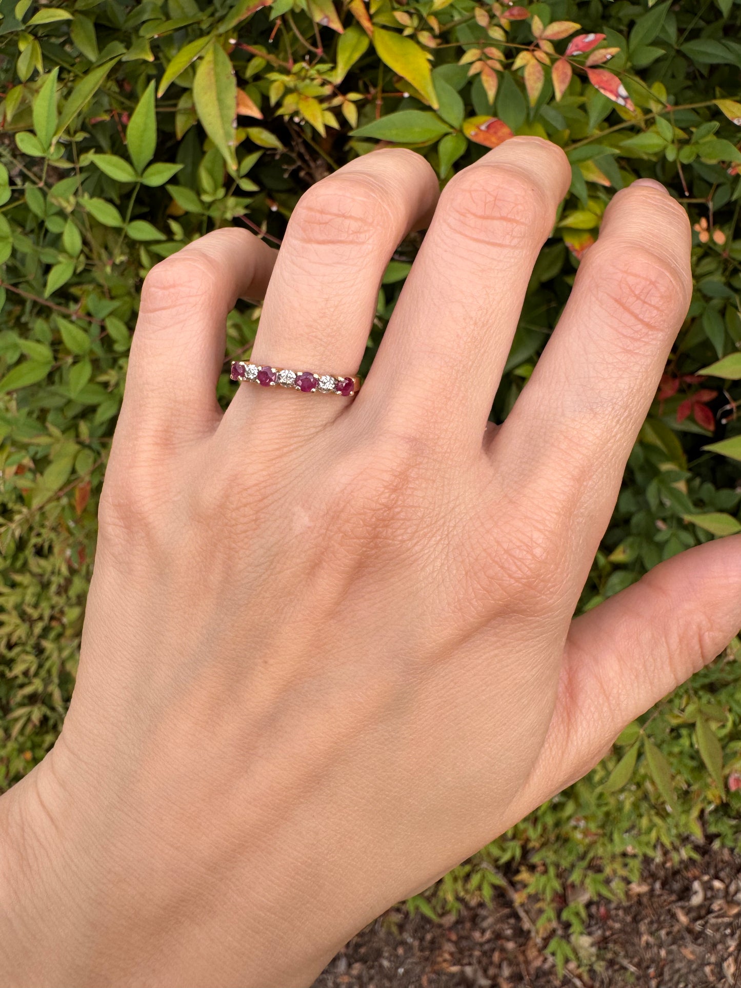 14k Ruby and Diamond Band-Size 5.75