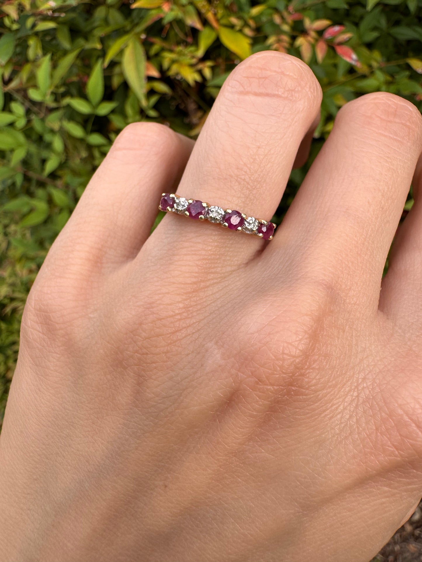 14k Ruby and Diamond Band-Size 5.75