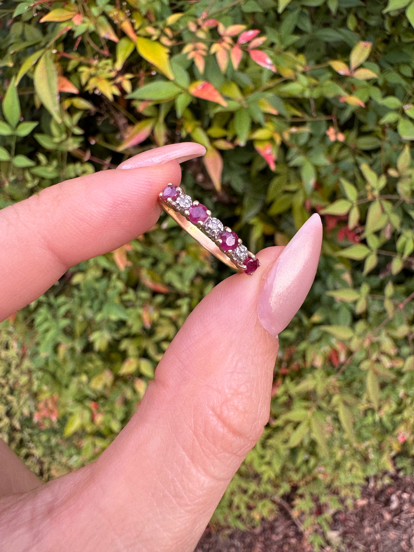 14k Ruby and Diamond Band-Size 5.75