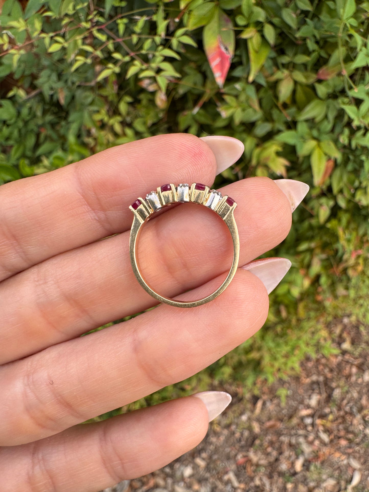14k Ruby and Diamond Band-Size 5.75