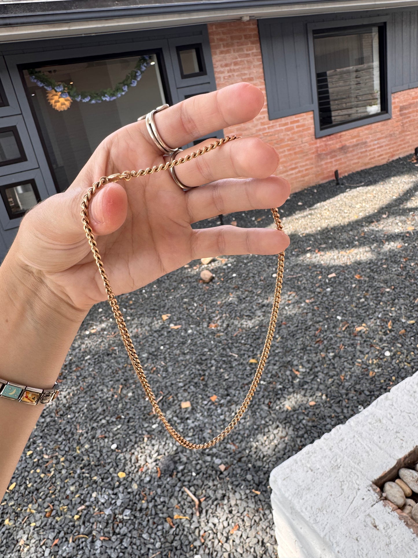 14k Warm Rose Gold Curb Chain-16.75"