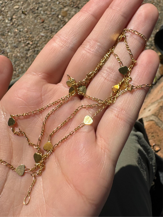 14K Long Heart Chain