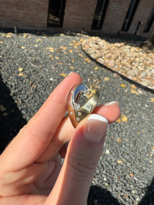 14k Heart Pendant with Heart Diamond