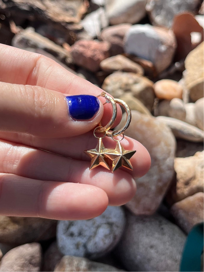 14k Star Hoop Charms