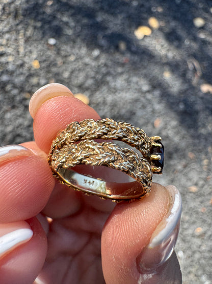 14k Garnet Rope Ring