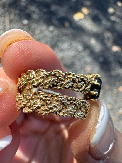 14k Garnet Rope Ring