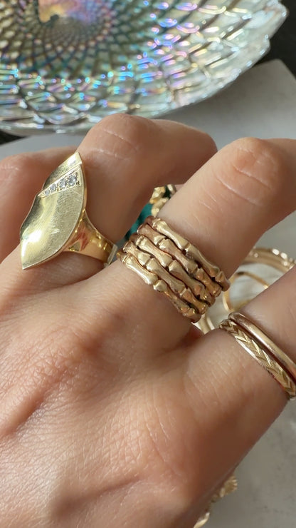14k Bamboo Ring, Size 7.5