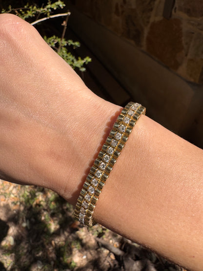 14k Rolex Style Bracelet, 2 ctw diamonds