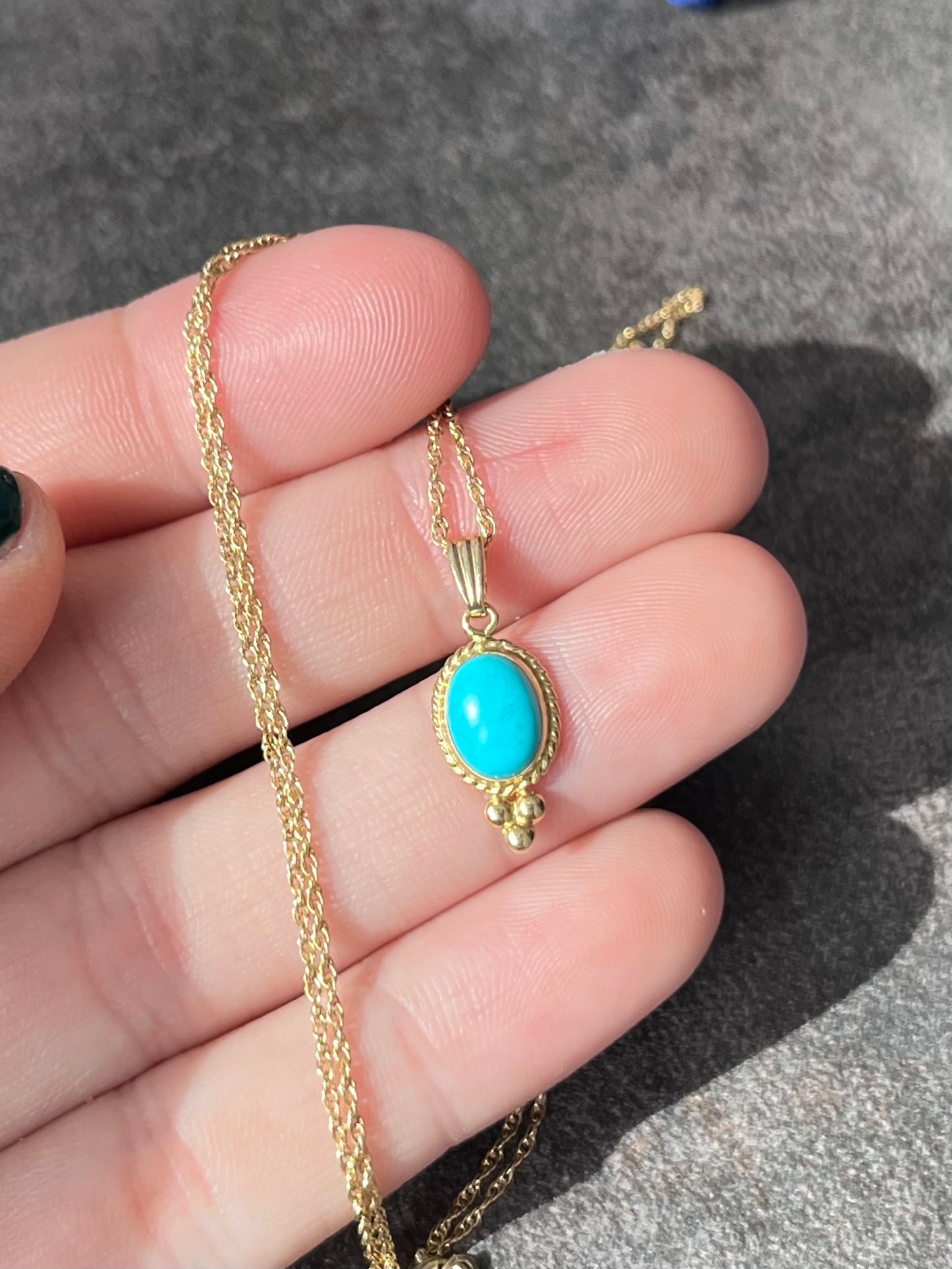 14k turquoise charm with chain