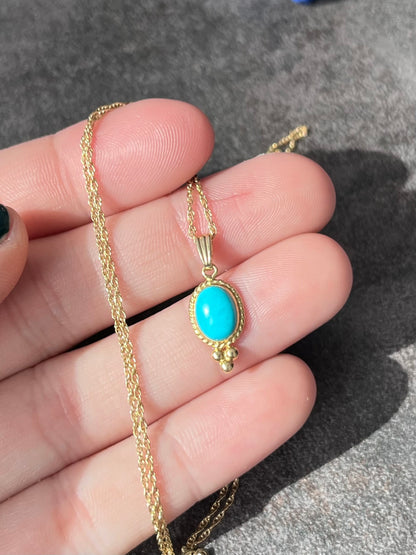 14k turquoise charm with chain