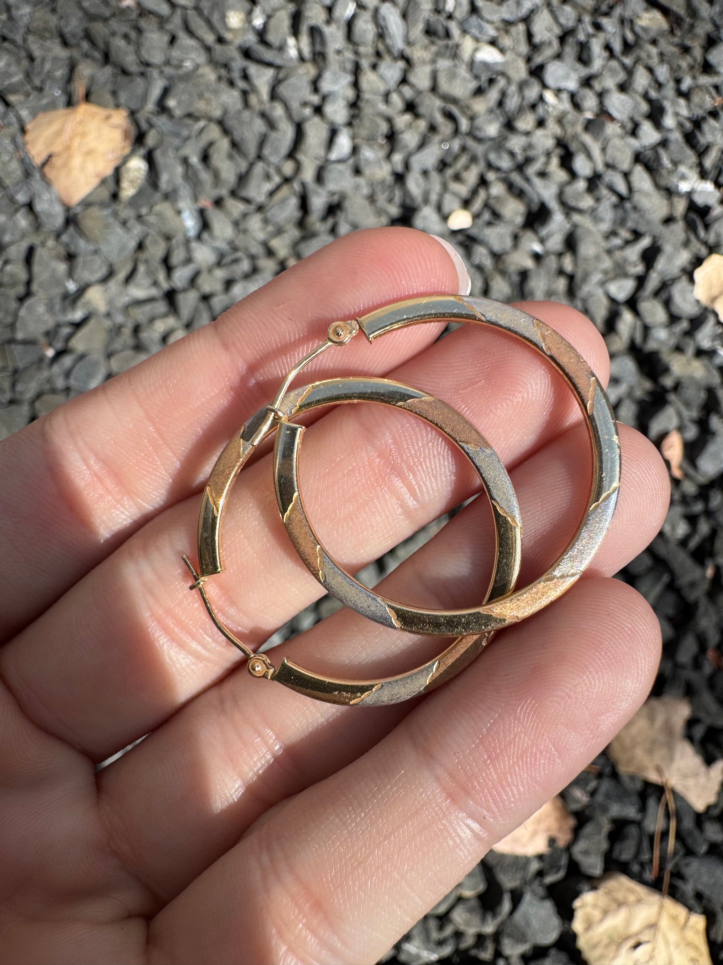 14k Tritone Hoops